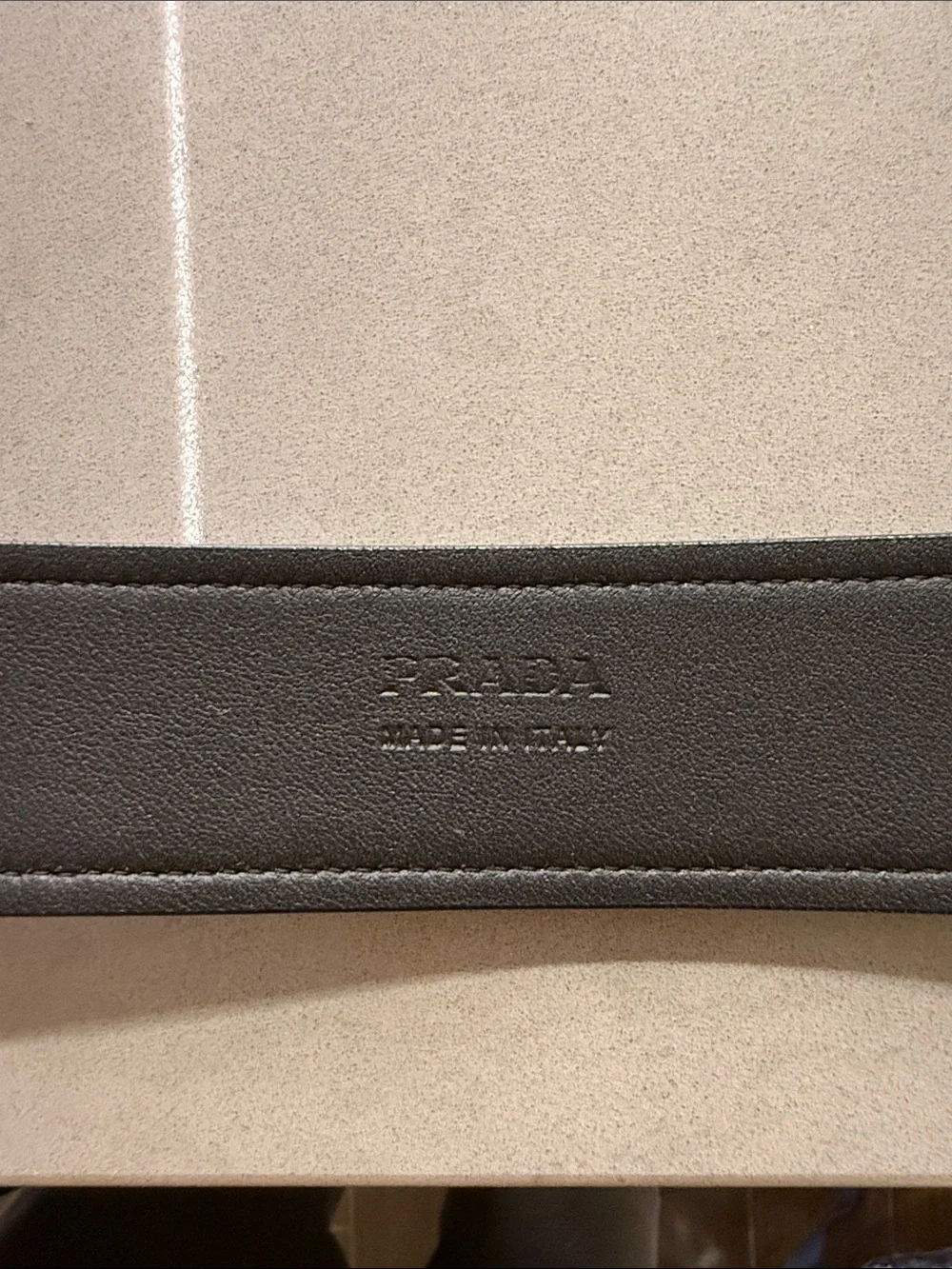 Prada Black Leather Belt with Silver O-Ring Buckle
